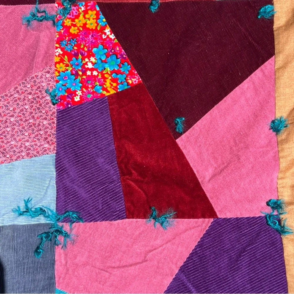 Hand crafted corduroy/velvet patchwork quilt